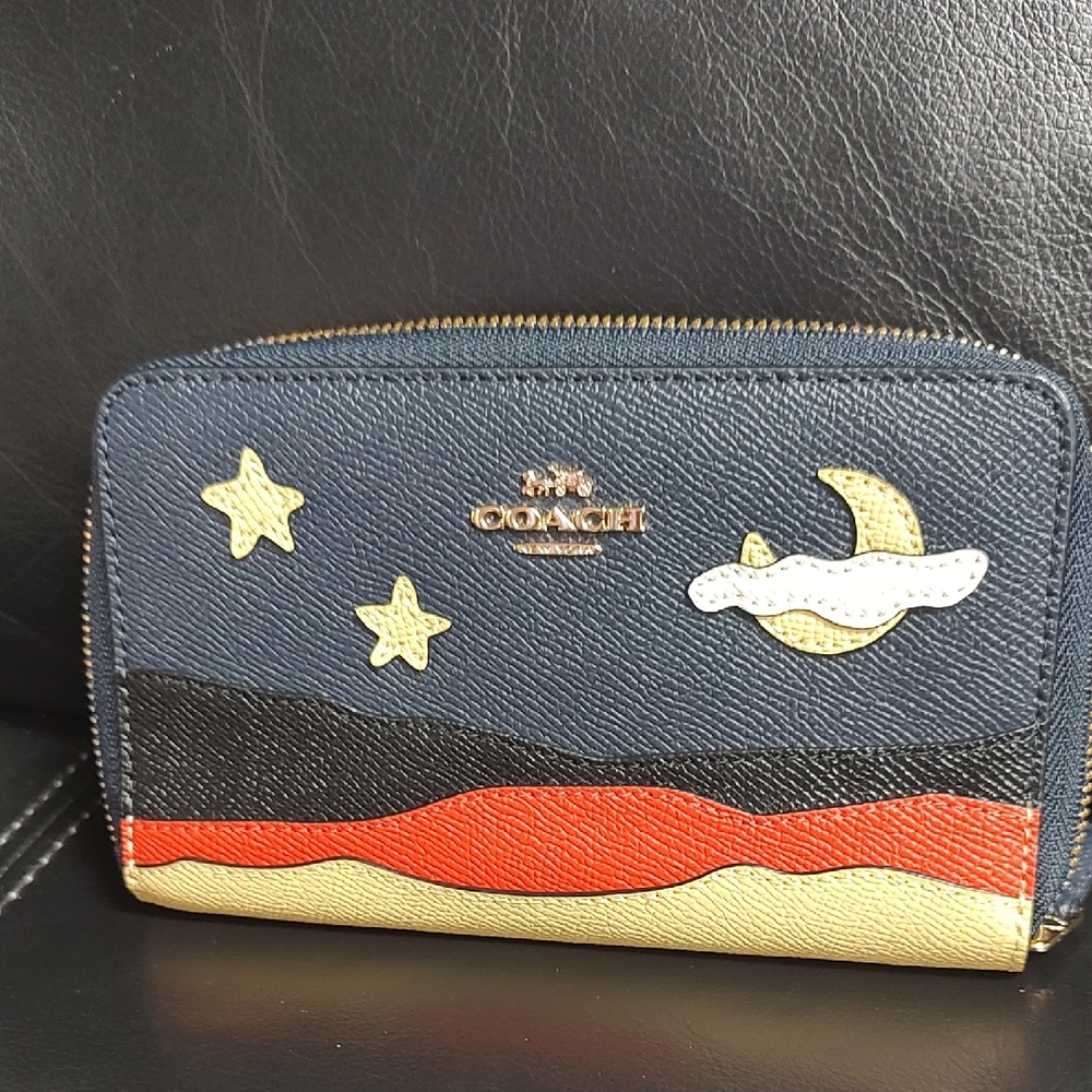 Coach Celestial Night Wallet in Black, Blue, Red, and Gold